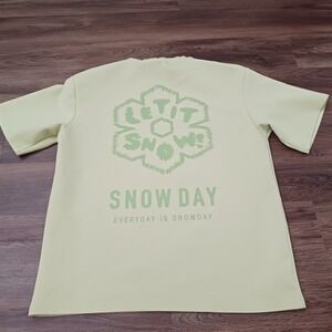 SnowDay Let It Snow Graphic Tee Green L Short Sleeve‎ Everyday Is Snowday Shirt